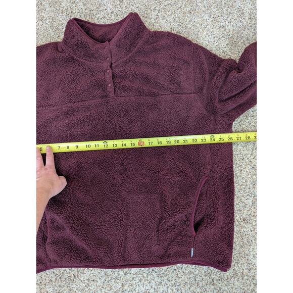 Eddie Bauer Woman’s XXL Hi Pile Fleece Sweater Purple 1/4 Snap Pullover Pockets - Picture 6 of 7